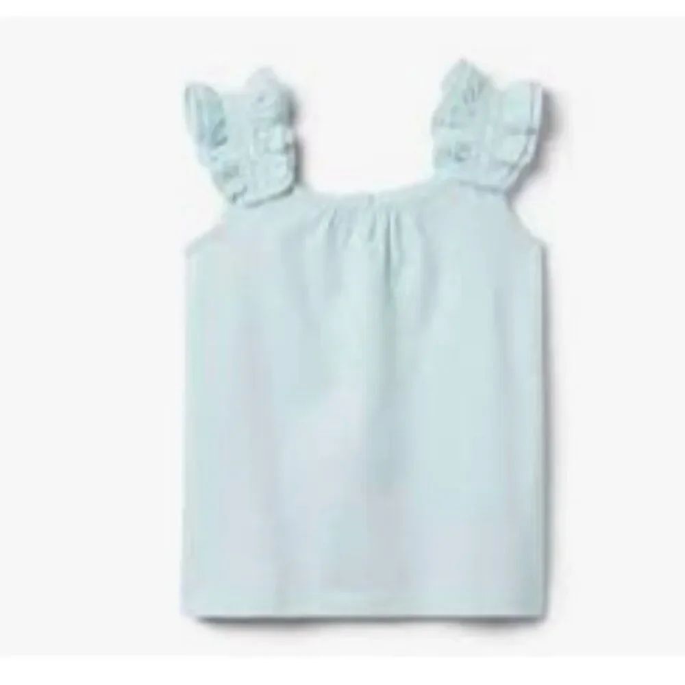 Janie and Jack 101039001 Girl Light Blue Ruffle Strap Top size 6-12 months NWT